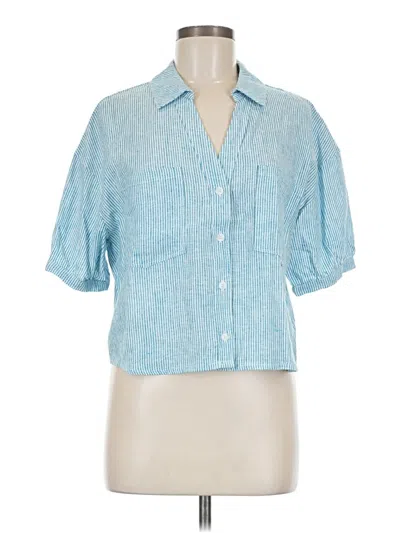 Pre-owned Copper Key 3/4 Sleeve Button Down Shirt In Blue