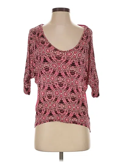 Pre-owned Copper Key 3/4 Sleeve Top Pink Scoop Neck Tops