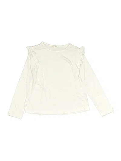 Pre-owned Copper Key Kids' Long Sleeve Top Ivory Ruffles Neckline Tops In White