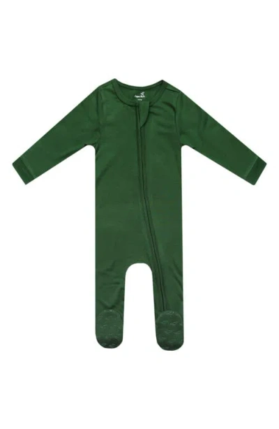 Copper Pearl Babies'  Alder Zip Front Footie In Green