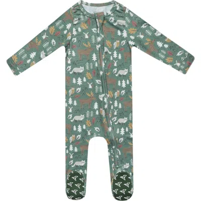 Copper Pearl Babies'  Atwood Zip-up Footie Pajamas In Green