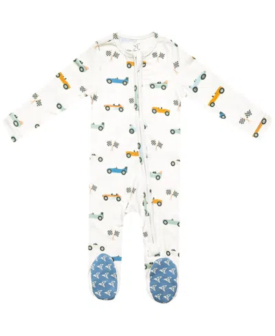 Copper Pearl Baby Boys' Speedster Zip-up Footie In White