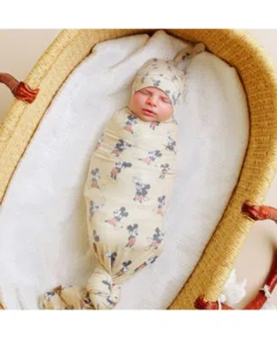 Copper Pearl Baby Mickey Mouse Top Knot Hat Knit Blanket Single In Tan