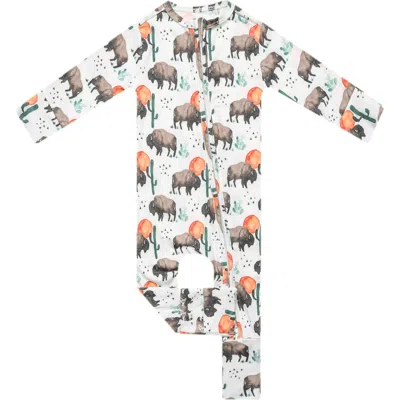 Copper Pearl Babies'  Bison Print Convertible Footie In Brown