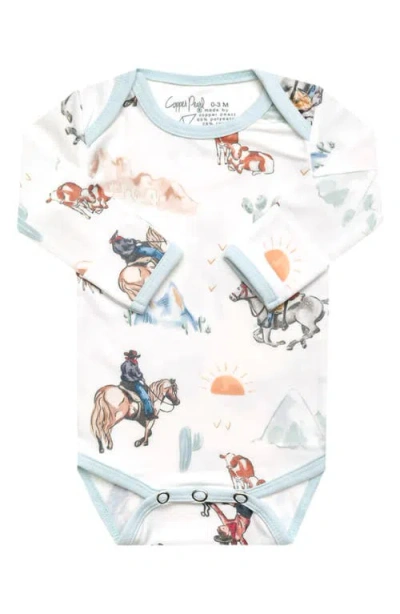 Copper Pearl Babies'  Boone Long Sleeve Bodysuit In Blue