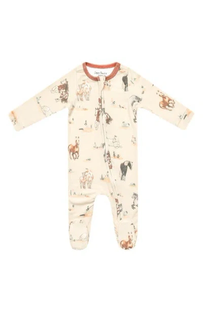 Copper Pearl Babies'  Boone Zip One-piece Pajamas In Brown