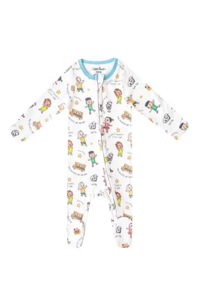 Copper Pearl Babies'  Cocomelon Zip-up Footie In White Multi