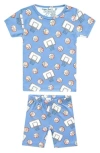 Copper Pearl Dunk Fitted Two-piece Short Pajamas In Blue
