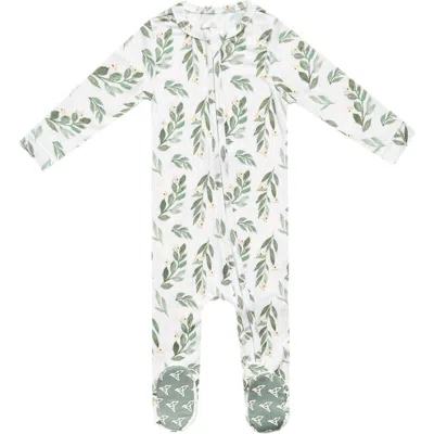 Copper Pearl Babies'  Fern Zip Footie In White