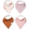 Copper Pearl Ferra Assorted 4-pack Cotton Bib Set In Orange