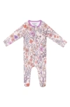 Copper Pearl Flora Zip-up Footie In Light Beige