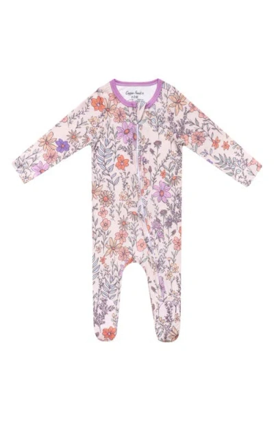 Copper Pearl Babies'  Flora Zip-up Footie In Light Beige