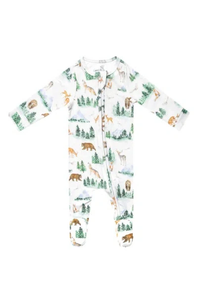 Copper Pearl Babies'  Grayson Zip-up Footie Pajamas In Blue