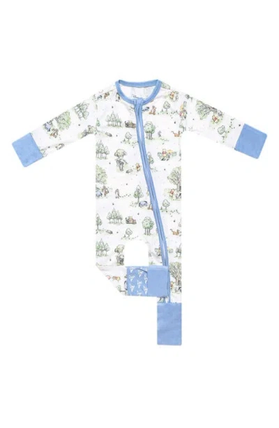 Copper Pearl Babies'  Hundred Acre Woods Convertible Zip-up Footie In White