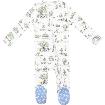 Copper Pearl Babies'  Hundred Acre Woods Zip Footie In White