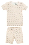 Copper Pearl Kids' Hunnie Print Fitted Two-piece Short Pajamas In Light/pastel Orange