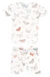 Copper Pearl Luna Butterfly Print Fitted Two-piece Short Pajamas In Light Beige