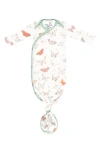 Copper Pearl Luna Butterfly Print Newborn Knotted Gown In Light Beige