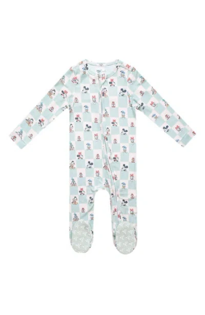 Copper Pearl Babies'  Mickey Mouse & Friends Zip-up Footie Pajamas In Green