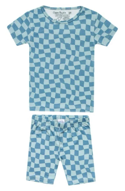 Copper Pearl Babies'  Miles Check Fitted Two-piece Short Pajamas In Blue
