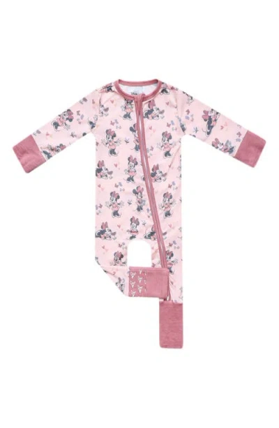 Copper Pearl Babies'  Minnie Mouse Convertible Zip-up Footie In Pink