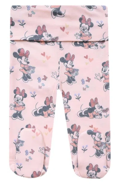 Copper Pearl Babies'  Minnie Mouse Print Footed Pants In Pink