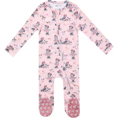 Copper Pearl Babies'  Minnie Mouse Zip Footie In Pink