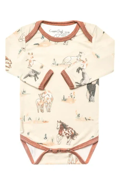 Copper Pearl Babies'  Montana Long Sleeve Bodysuit In Neutral