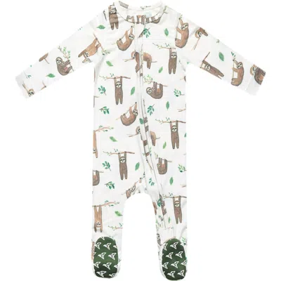 Copper Pearl Babies'  Noah Zip-up Footie Pajamas In White