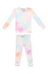 Copper Pearl Nova Tie Dye Fitted Two-piece Pajamas In Lght/pastel Orange