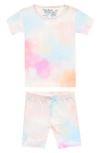 Copper Pearl Nova Tie Dye Fitted Two-piece Short Pajamas In Gray