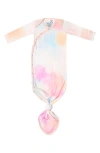 Copper Pearl Nova Tie Dye Newborn Knotted Gown In Lght/pastel Orange