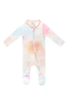 Copper Pearl Nova Tie Dye Zip-up Footie In Multi
