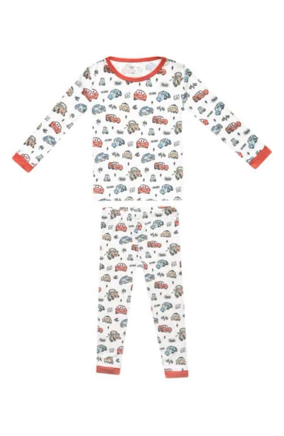 Copper Pearl Babies'  Pixar Cars Fitted Two-piece Pajamas In White