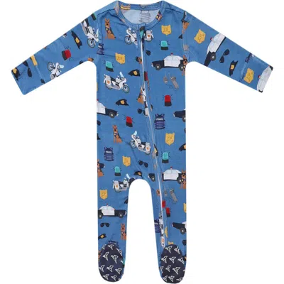 Copper Pearl Babies'  Policemen Zip Footie In Blue