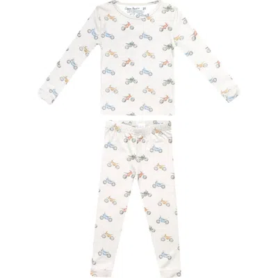 Copper Pearl Babies'  Ryder Motorcycle Print Fitted Two-piece Pajamas In Light Beige