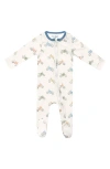 Copper Pearl Ryder Motorcycle Print Zip-up Footie In Light Beige