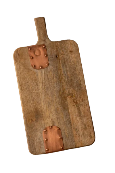 Coppermill Kitchen Vintage Inspired Wooden Charcuterie Board With Handmade Copper Details In Brown