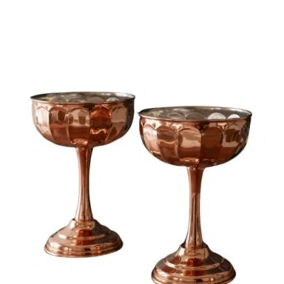 Coppermill Kitchen Vintage-inspired Copper Coupe Glasses In Brown