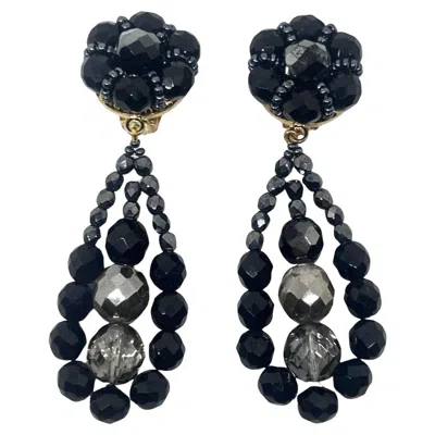 Pre-owned Coppola E Toppo 21st Century  Black And Silver Crystals Chandelier Earrings