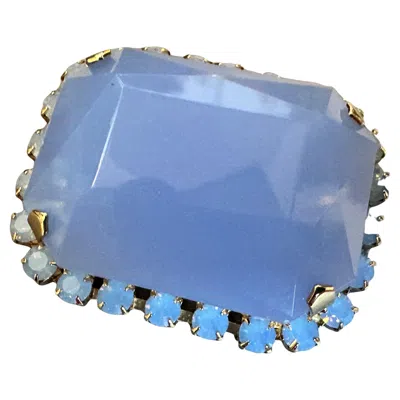 Pre-owned Coppola E Toppo 21st Century Retro Opalescent Blue Resin And Gilded Metal Coppola & Toppo Brooch