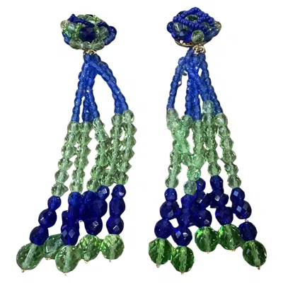 Pre-owned Coppola E Toppo A Pair Of 21st Century  Blue And Green Crystals Earrings