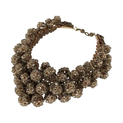 Pre-owned Coppola E Toppo Beaded Smoke Berry Bib In Black