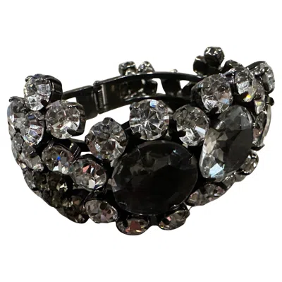 Pre-owned Coppola E Toppo Bold 21st Century  Black Crystal Pave Wide Bangle Bracelet