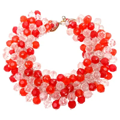 Pre-owned Coppola E Toppo For Pucci Vintage Italian Beaded Lucite Collar Cluster Necklace In Orange