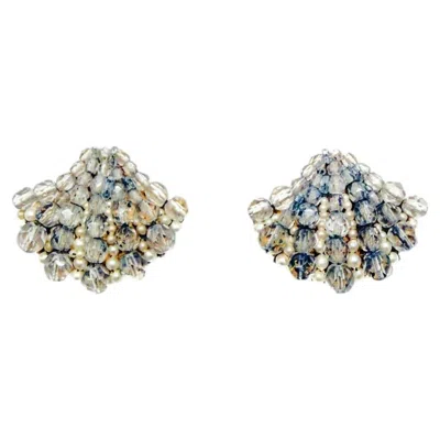 Pre-owned Coppola E Toppo Vintage  Beaded Shell Earrings 1960s In Multi