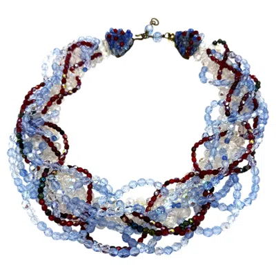 Pre-owned Coppola E Toppo Vintage , Blue Crystal Drapery Necklace, 1950s Italy