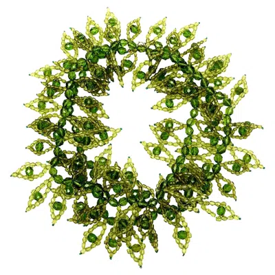 Pre-owned Coppola E Toppo Vintage  Chartreuse Kelly Green Beaded Wrap Necklace Italy