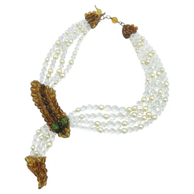 Pre-owned Coppola E Toppo Vintage  Snake Necklace, Crystal And Pearls, Italy 1950s In Multiple