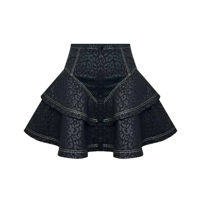 Copurs Women's Black Dasha Leopard Print Skirt